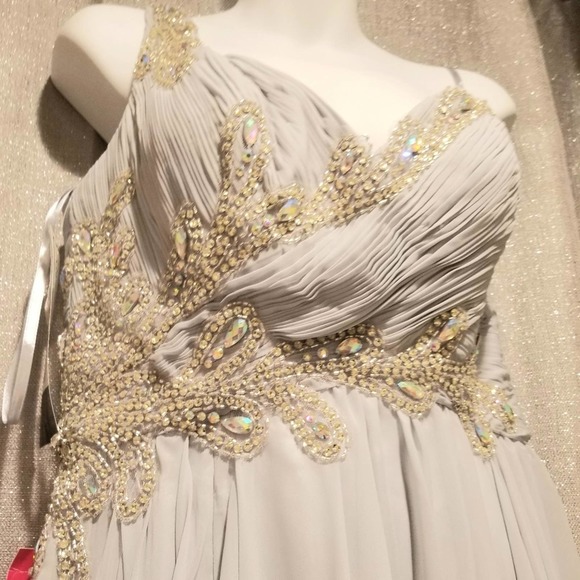 DAVE & JOHNNY SILVER GRAY GOWN SZ 7/8 - Picture 6 of 15